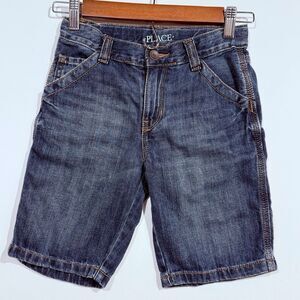 Childrens Place Boys Adjustable Waist Blue Denim Jean Shorts Size 6 Inseam 8in